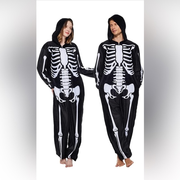 NWT Medium Unisex Skeleton Pajama Onesie - Picture 3 of 8